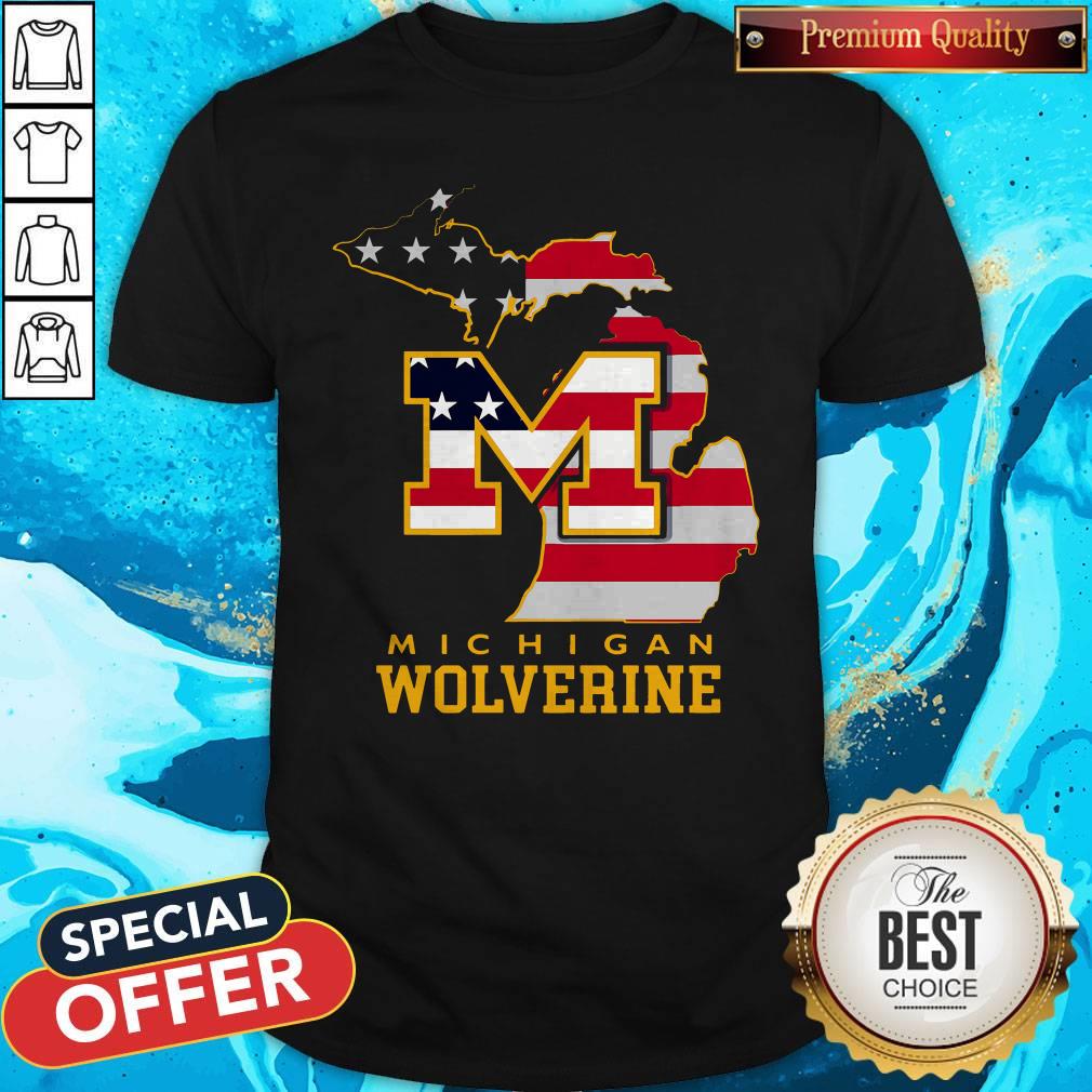 Michigan Wolverine American Map Flag Shirt
