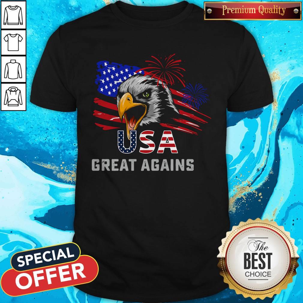 USA Great Again 4th Of July Bald Eagle American Flag Shirt