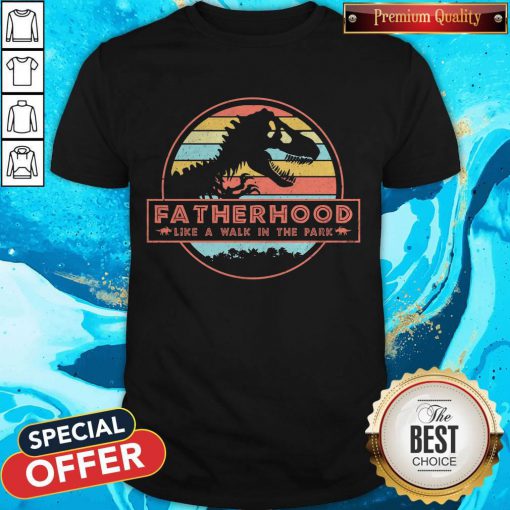 Dinosaur T Rex Fatherhood Like A Walk In The Park Vintage Retro Shirt