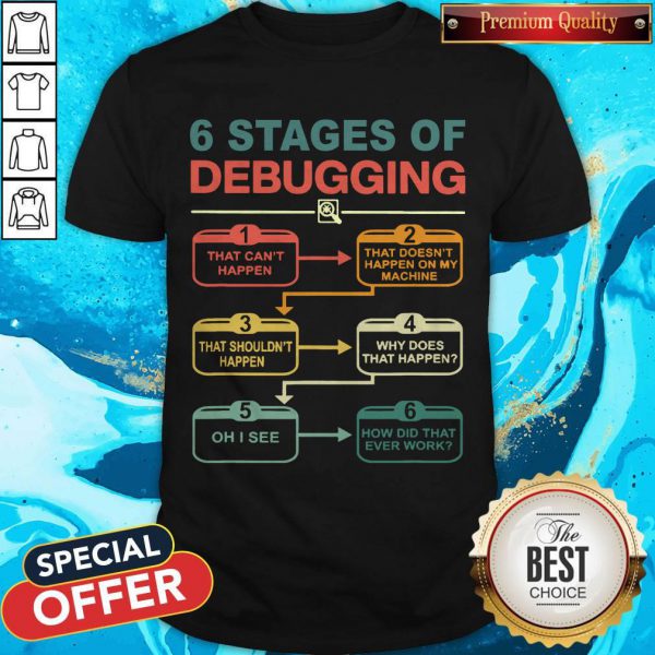 Official 6 Stages Of Debugging Shirt