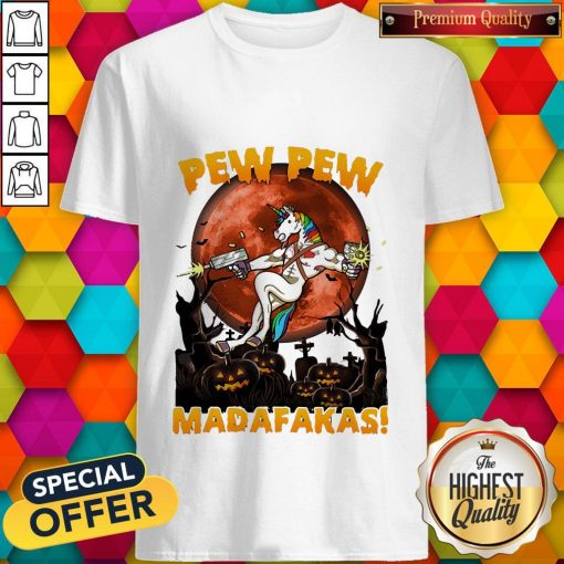 Top Halloween Unicorn Pew Pew Madafakas Blood Moon Shirt