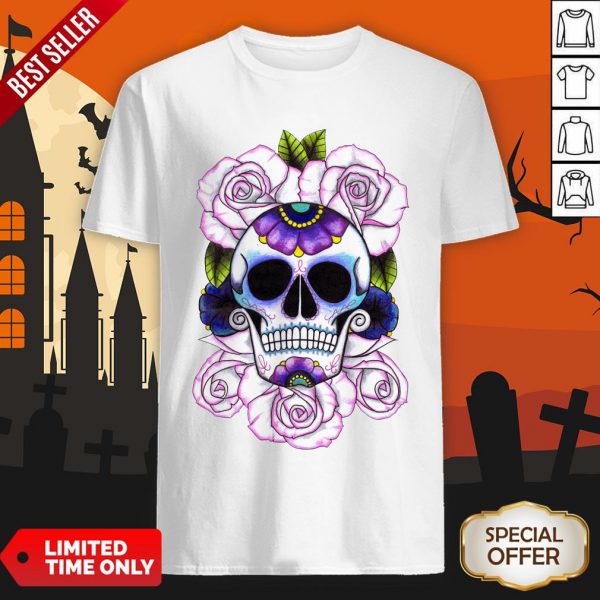 Day Of The Dead Blue And Purple Sugar Skulls Shirt