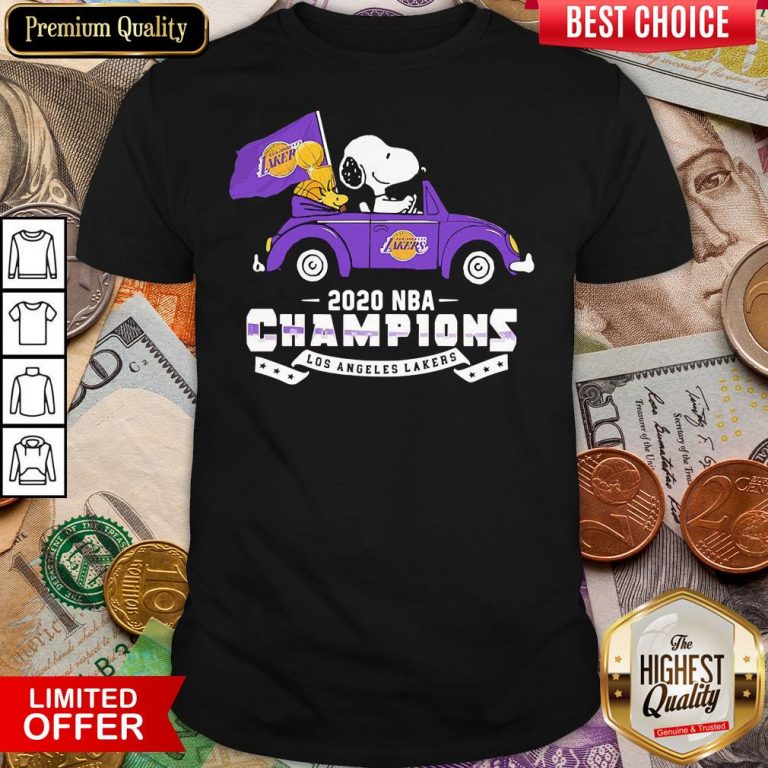 Hot Snoopy And Woodstock Driving Los Angeles Lakers Car 2020 NBA ...
