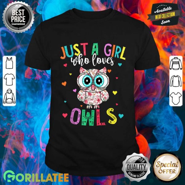 Hippie Just A Girl Who Loves Owls Vintage Gift Shirt