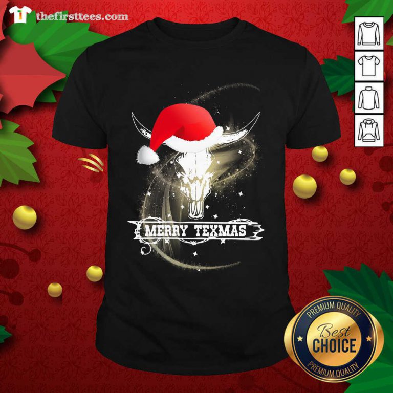 Merry Texmas Skull Cow Ugly Christmas Shirt