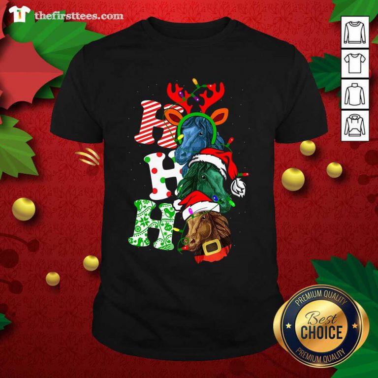 Ho Ho Ho Horses Santa Elf Reindeer Merry Christmas Light Shirt