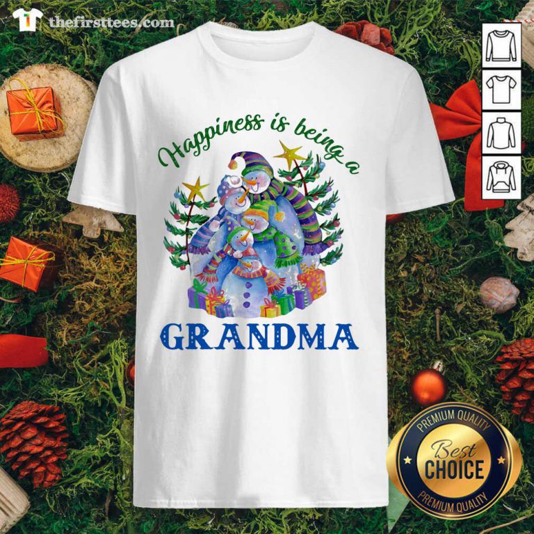 Happiness Is Being A Grandma Snowman Christmas Tree Xmas Shirt