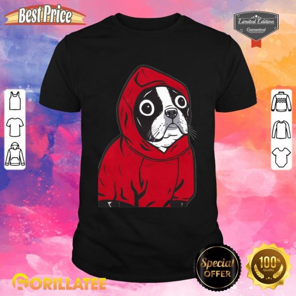 Boston Terrier in a Red Hoodie Classic T-Shirt