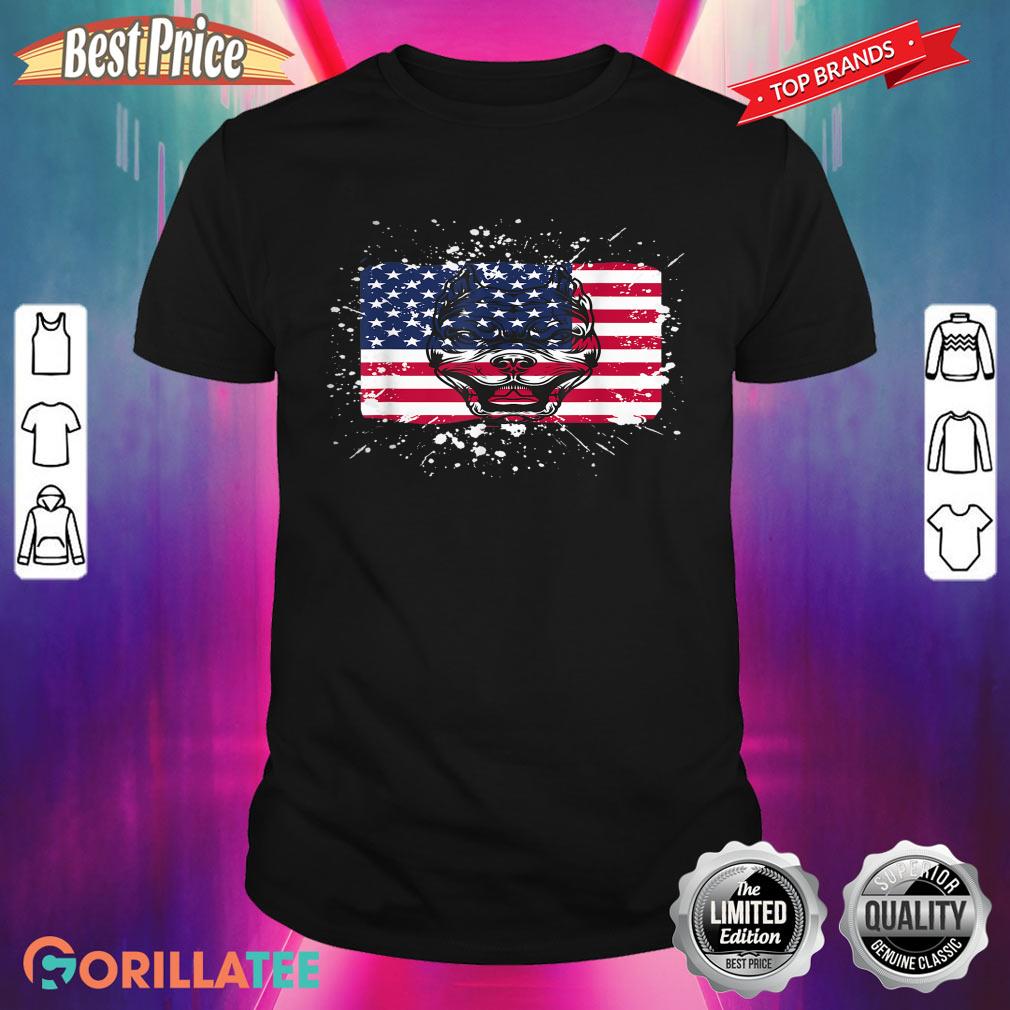 Funny American Pit Bull Terrier Dog Lovers American Flag Shirt