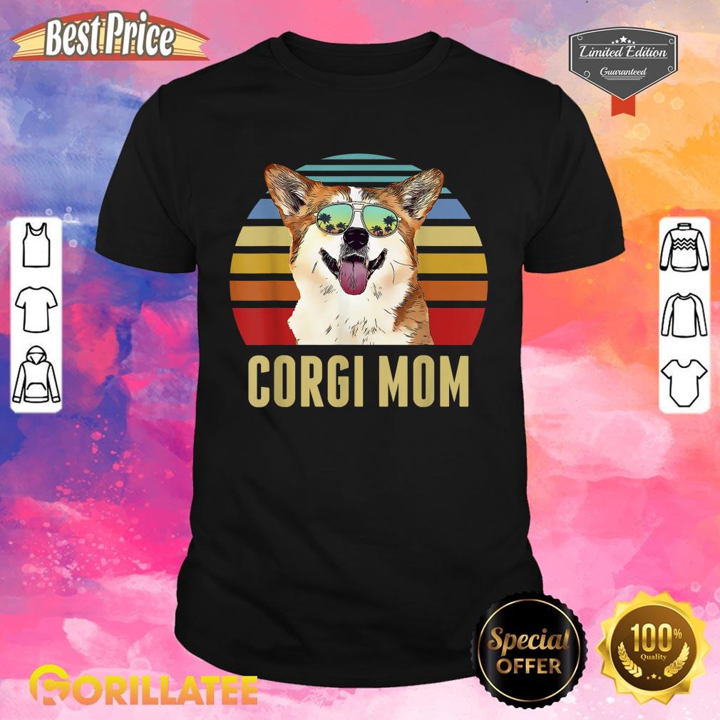 corgi-best-dog-mom-ever-retro-sunset-beach-vibe-shirt
