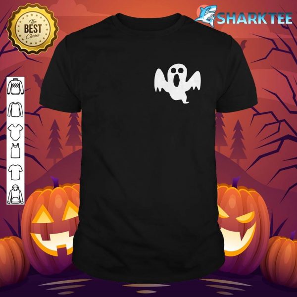 Funny Ghost Halloween Minimalist Cute Ghost Pocket Logo T-Shirt