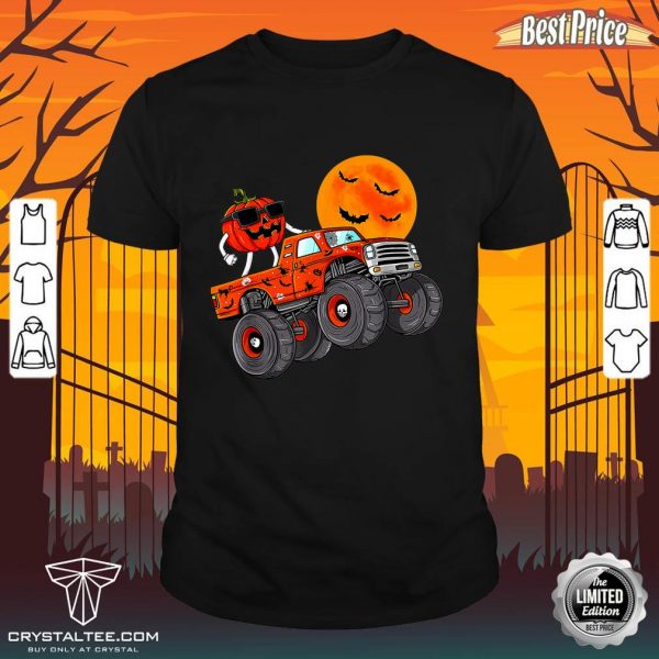Halloween Jack O Lantern Monster Truck Toddler Boys Kids Shirt
