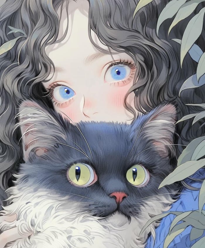 Ảnh anime cute đáng yêu với mèo Ảnh anime cute đáng yêu với mèo