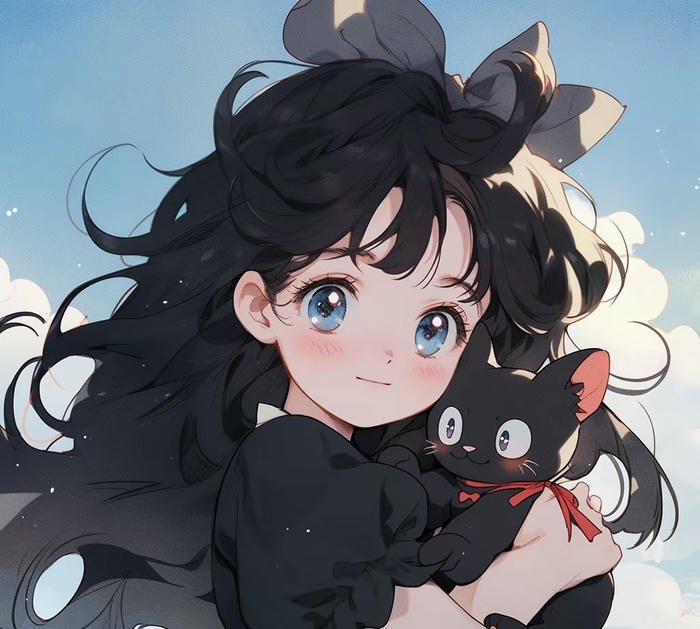 Ảnh anime cute mèo đen Ảnh anime cute mèo đen