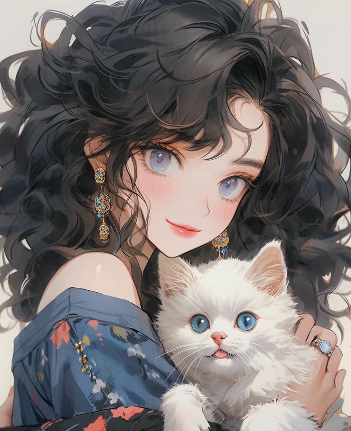 Ảnh anime mèo trắng cute đáng yêu Ảnh anime mèo trắng cute đáng yêu