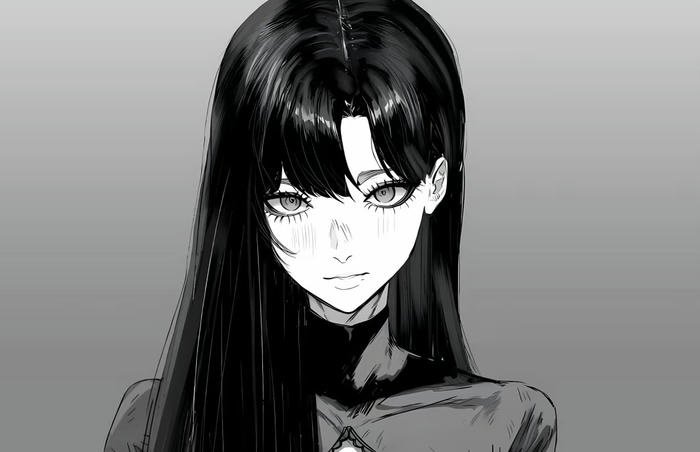 Ảnh anime nữ đen trắng cực ngầu Ảnh anime nữ đen trắng cực ngầu