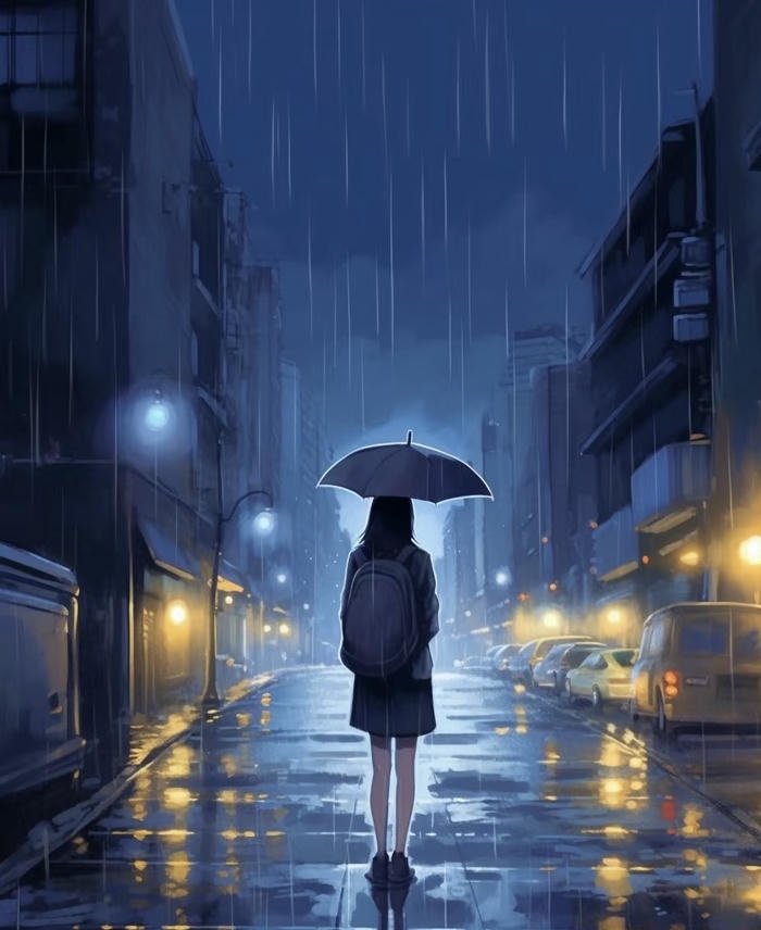 Hình anime cô đơn giữa đêm Hình anime cô đơn giữa đêm