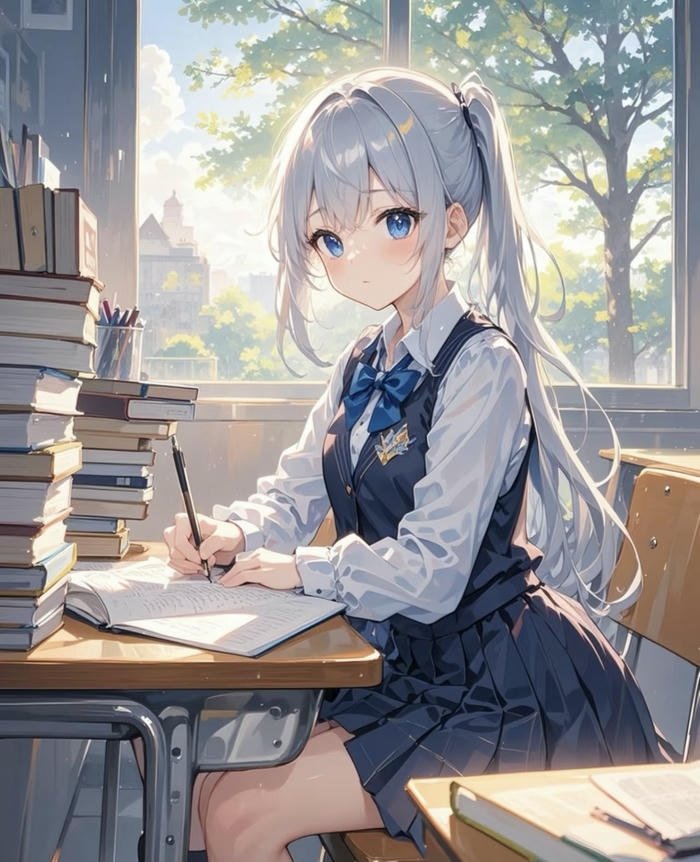 Hình anime học sinh học bài Hình anime học sinh học bài