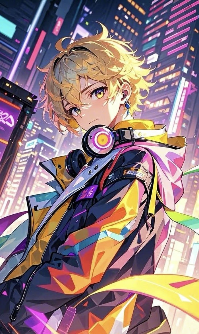 Hình anime nam đeo tai nghe Hình anime nam đeo tai nghe