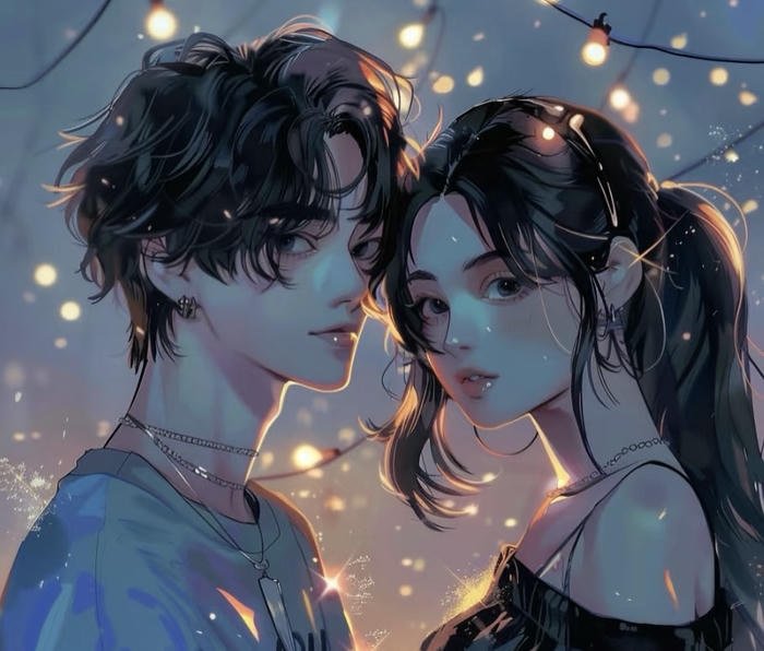 Hình anime tình yêu trong đêm trăng Hình anime tình yêu trong đêm trăng