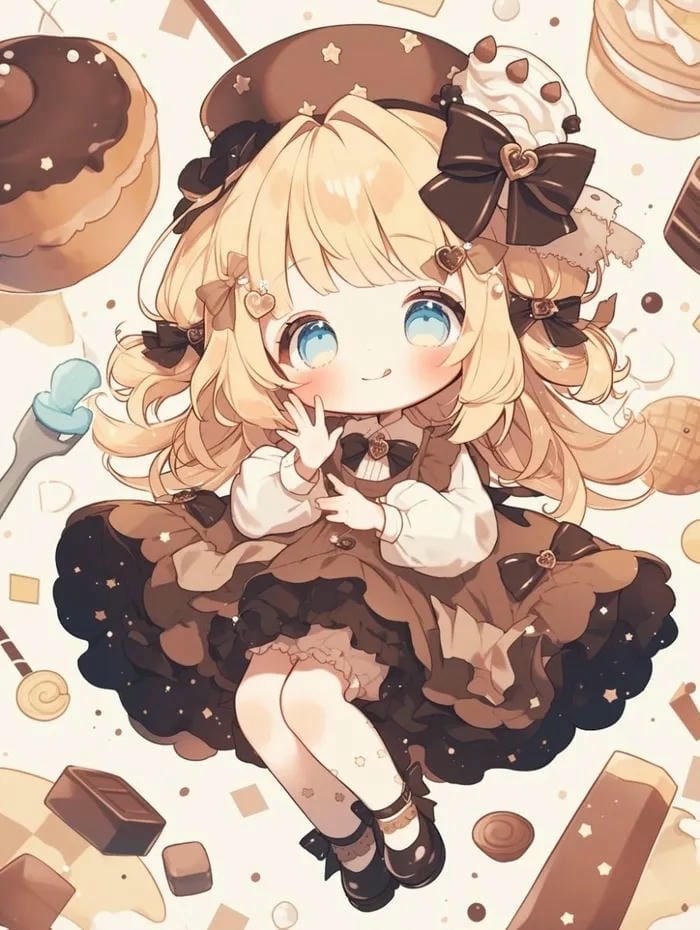 Ảnh anime chibi bánh socola dễ thương