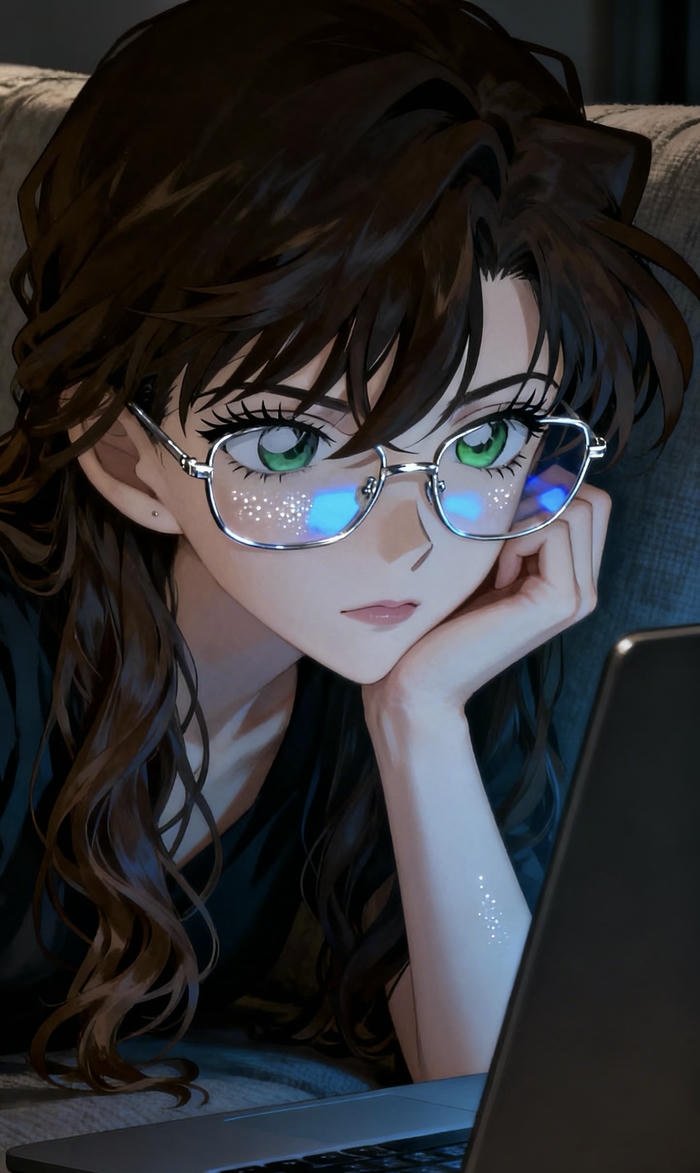 Ảnh anime dễ thương nữ đeo kính Ảnh anime dễ thương nữ đeo kính