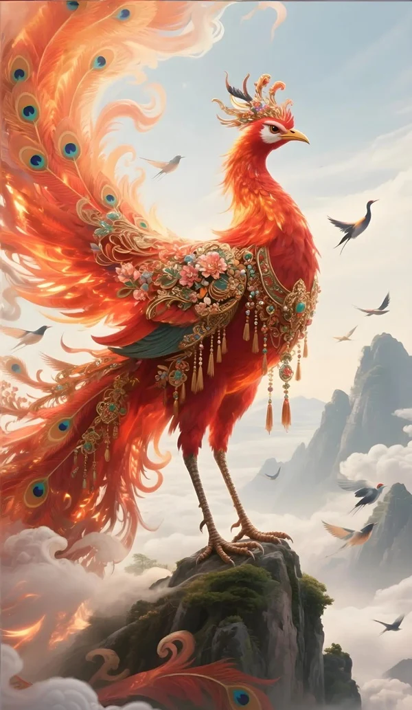 Hình chim phượng phong thủy ánh sáng hài hòa