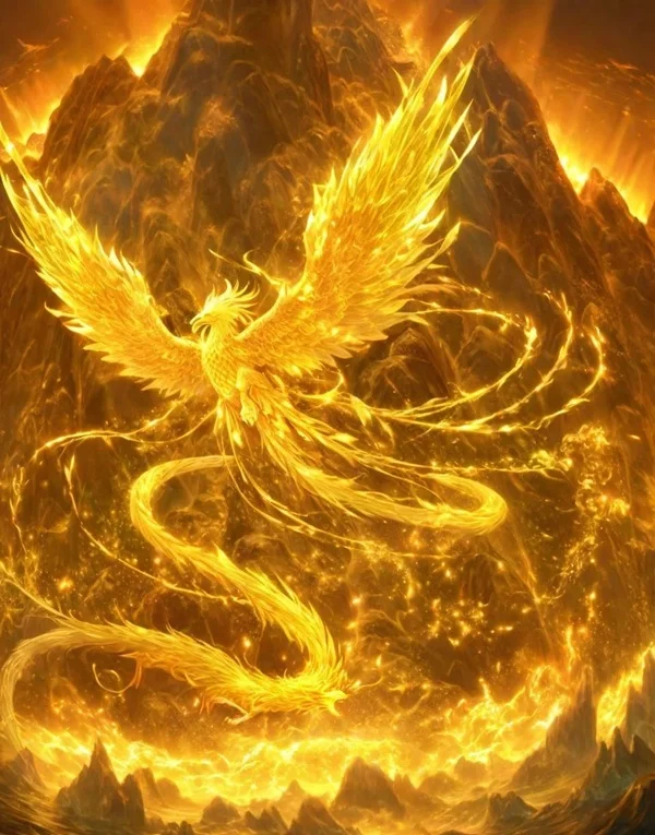Hình chim phượng phong thủy ánh sáng lung linh