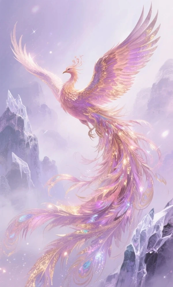 Hình chim phượng phong thủy ánh sáng phản chiếu