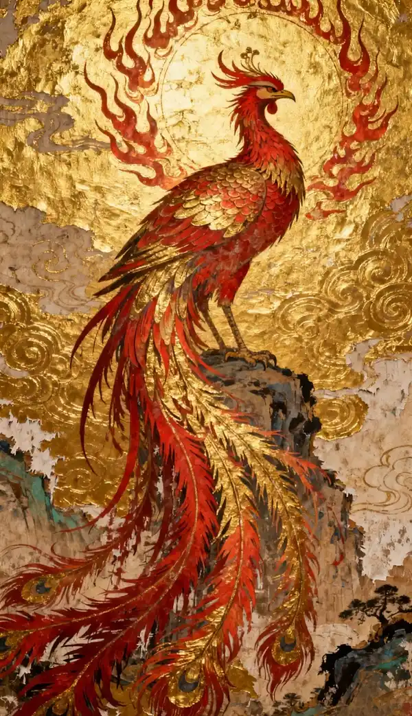 Hình chim phượng phong thủy sắc màu rực rỡ