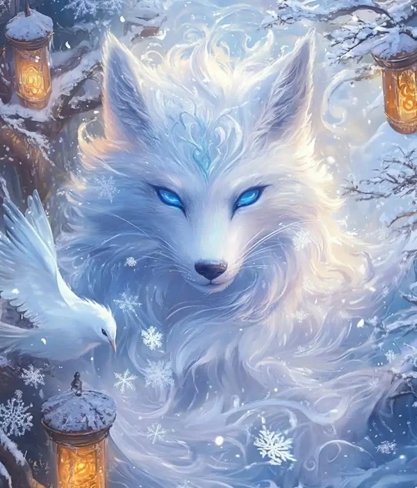 Hình hồ ly may mắn ánh sáng hài hòa