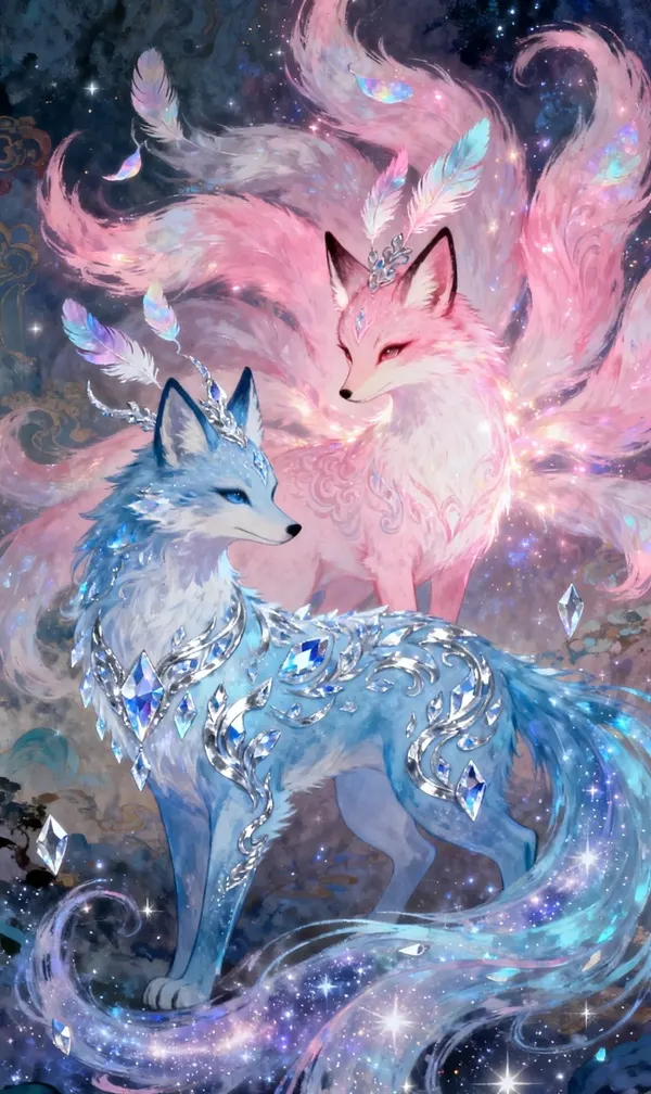 Hình hồ ly may mắn họa tiết mềm mại