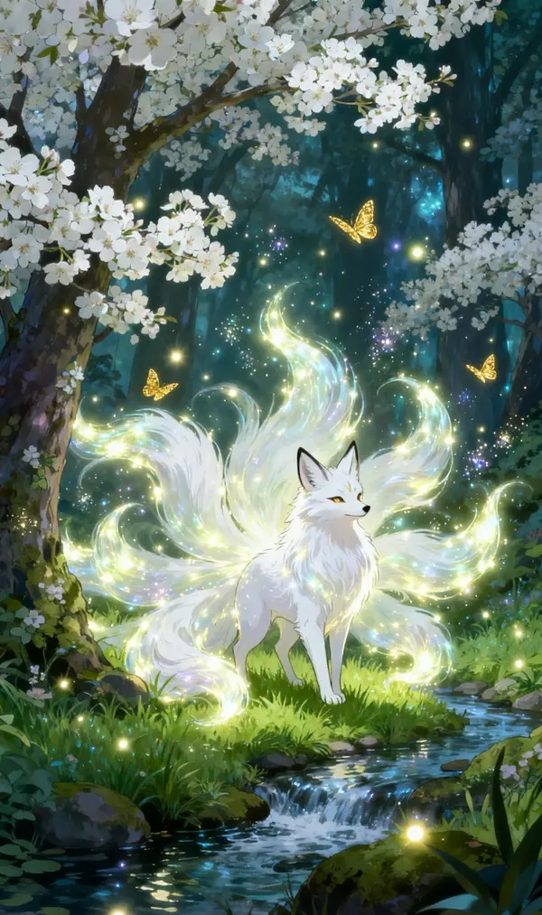 Hình hồ ly may mắn mang ánh sáng may mắn