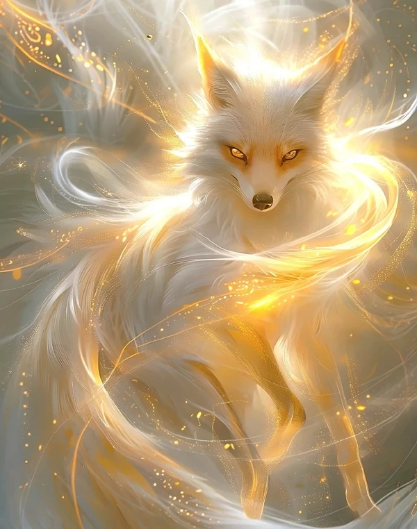 Hình hồ ly may mắn phong cách tối giản