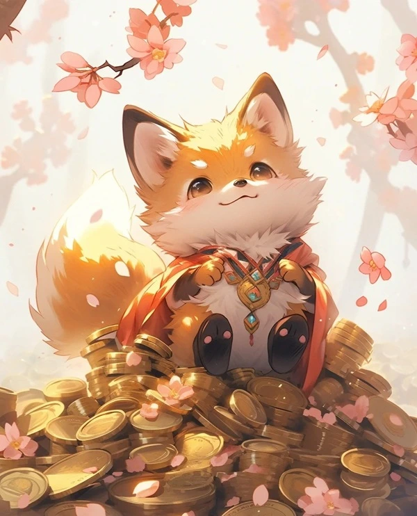 Hình hồ ly may mắn tông màu nổi bật