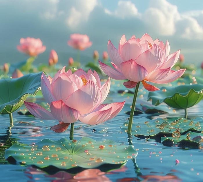 Hình hoa sen – biểu tượng thanh tịnh, may mắn