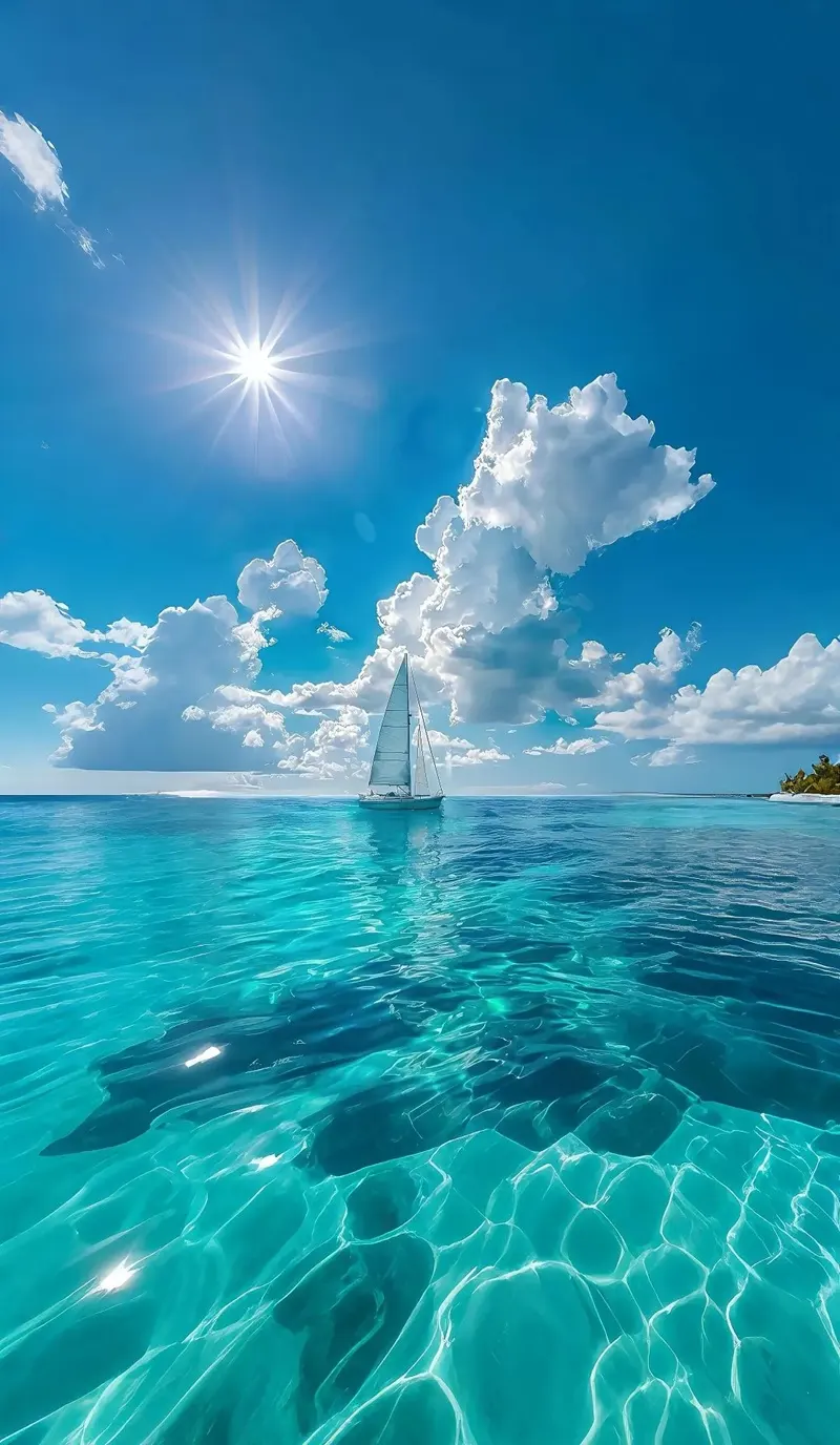 Hình nền biển xanh màu sắc tươi mát