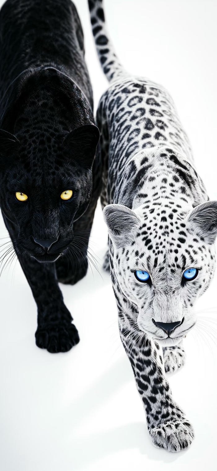 Hình nền đen trắng 2 con báo