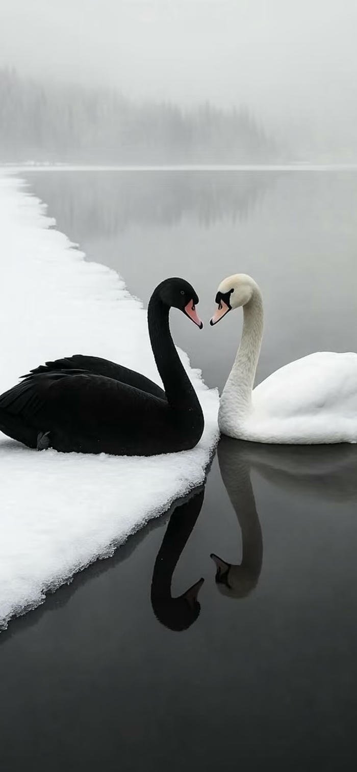 Hình nền đen trắng thiên nga