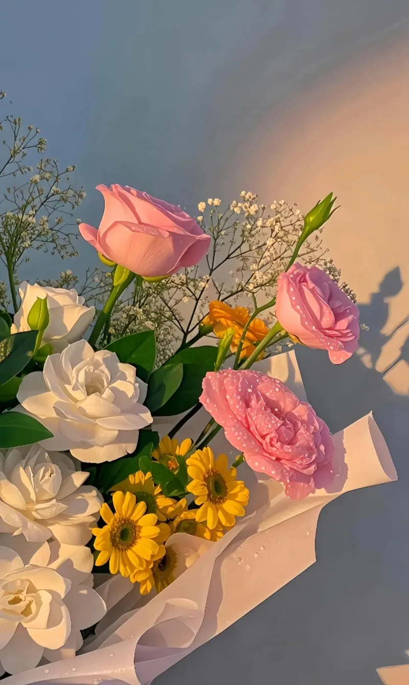 Hình nền hoa tươi sáng phối màu hài hòa