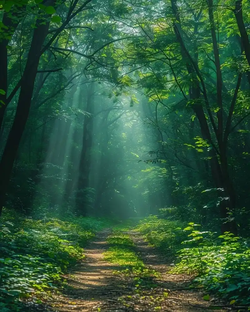 Hình nền phong cảnh núi rừng ánh nắng ban mai