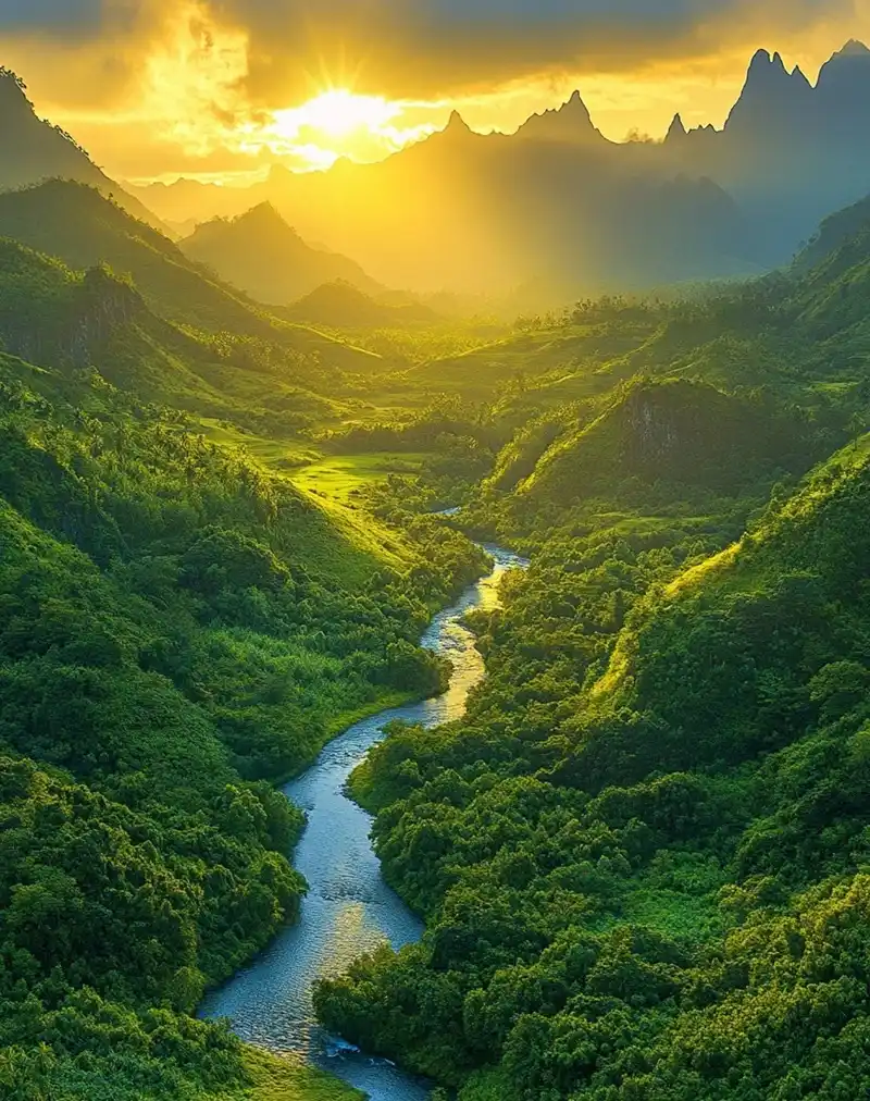 Hình nền phong cảnh núi rừng sắc màu thiên nhiên