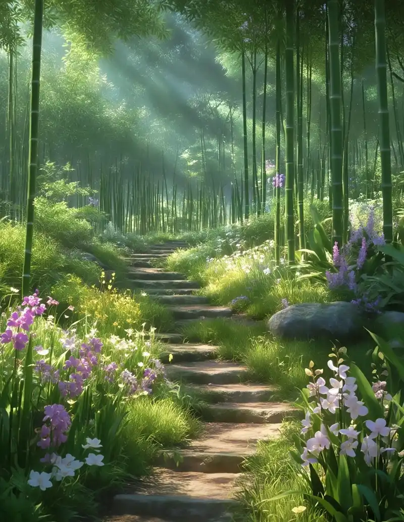 Hình nền phong cảnh núi rừng tĩnh lặng sâu lắng