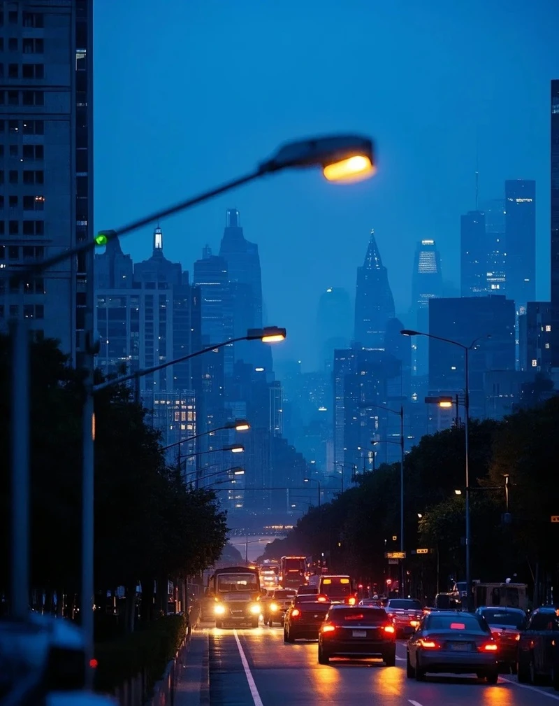 Hình nền thành phố đêm ánh sáng neon