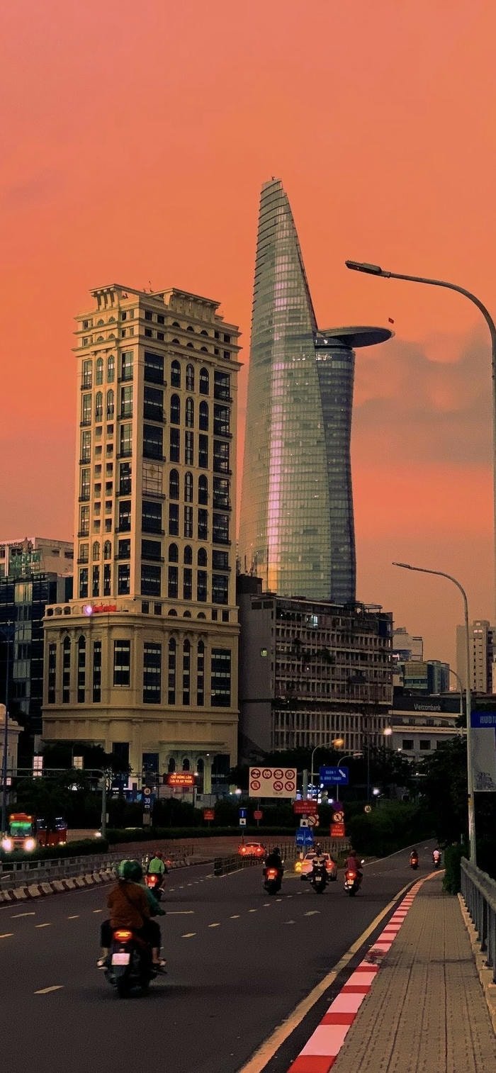 Hình nền thành phố khi hoàng hôn