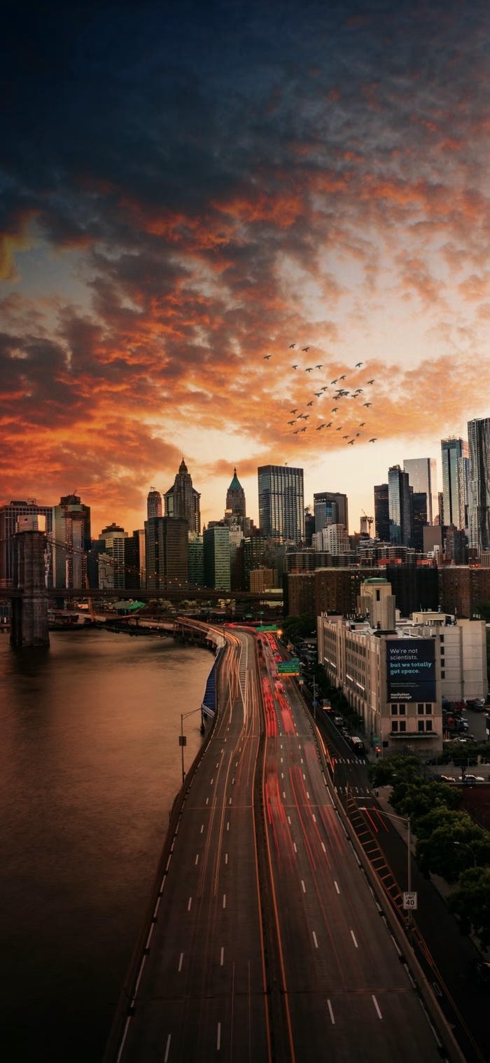 Hình nền thành phố ven sông thơ mộng