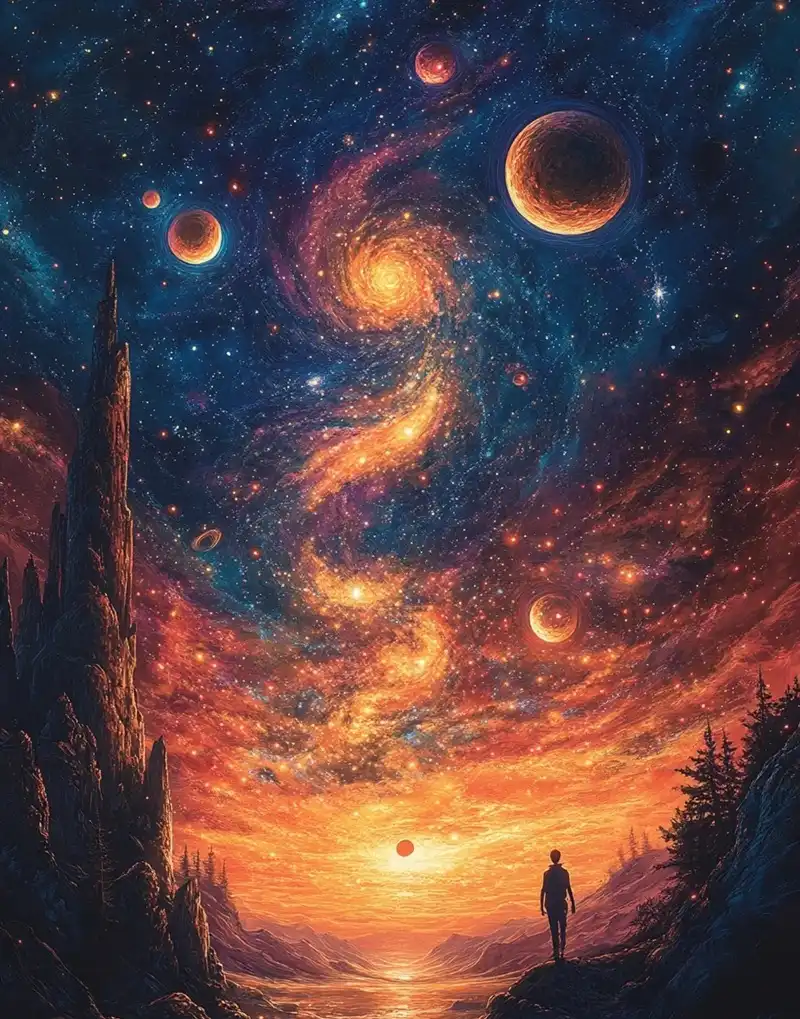 Hình nền vũ trụ huyền bí bầu trời rộng lớn