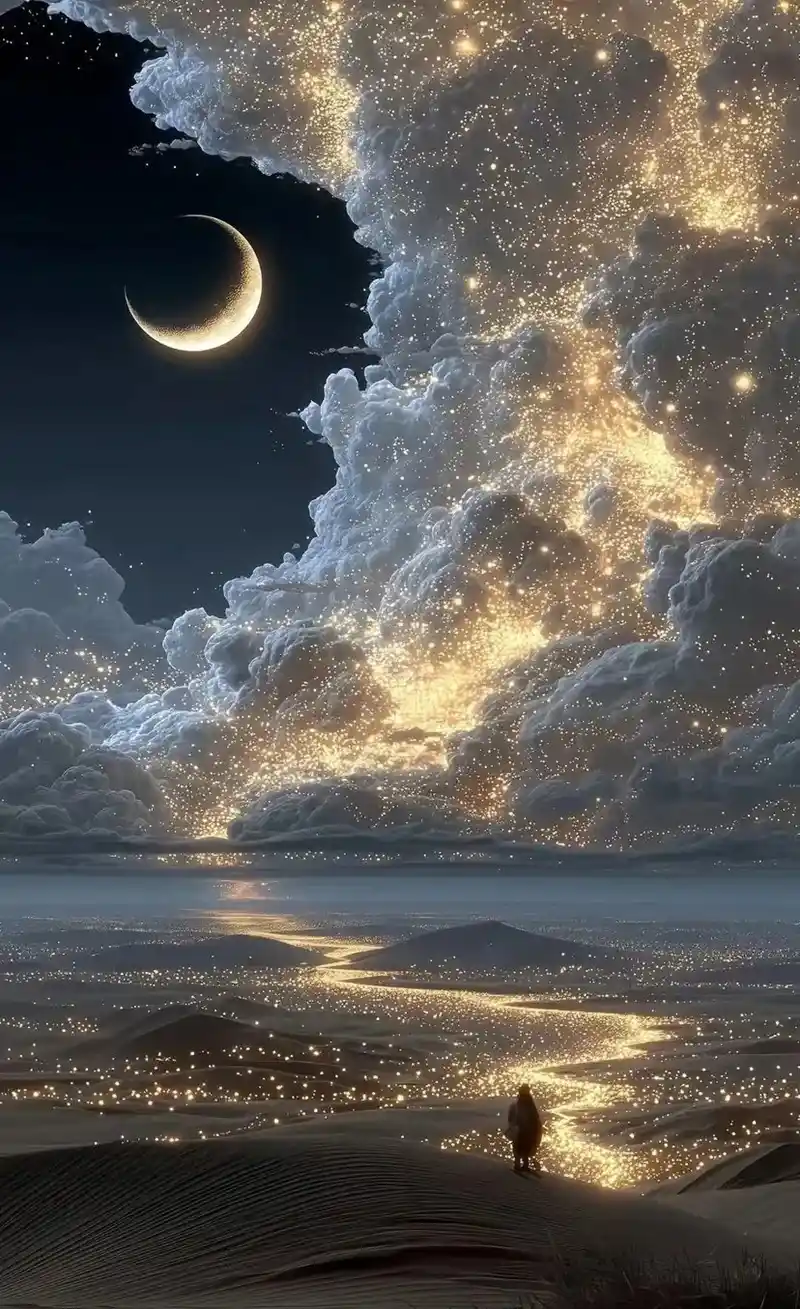 Hình nền vũ trụ huyền bí đầy sao lấp lánh