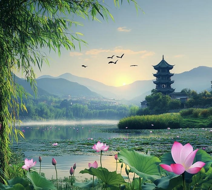 Hình phong thủy hoa sen an lành Hình phong thủy hoa sen an lành