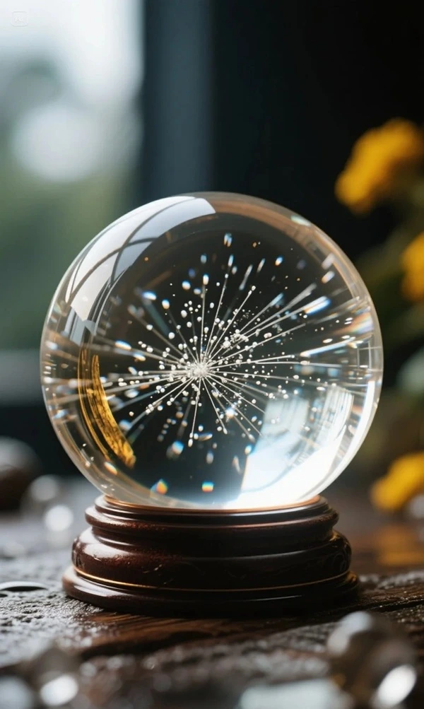 Hình quả cầu phong thủy ánh sáng phản chiếu